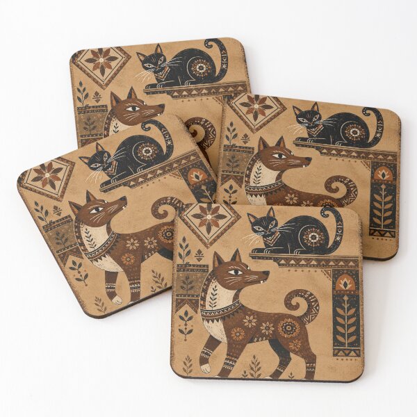 Item preview, Folk Art Cat and Fox Companions designed and sold by Pure Craft.