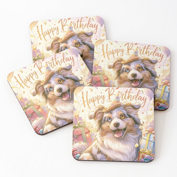 Item preview, Australian Shepherd Happy Birthday Card — Merle Puppy Party Confetti Gifts designed and sold by SellingWSarah17.