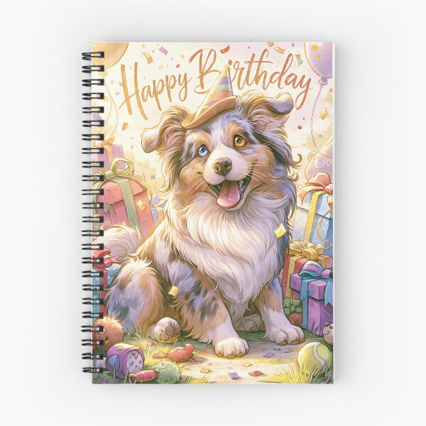 Item preview, Australian Shepherd Happy Birthday Card — Merle Puppy Party Confetti Gifts designed and sold by SellingWSarah17.