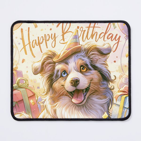 Item preview, Australian Shepherd Happy Birthday Card — Merle Puppy Party Confetti Gifts designed and sold by SellingWSarah17.