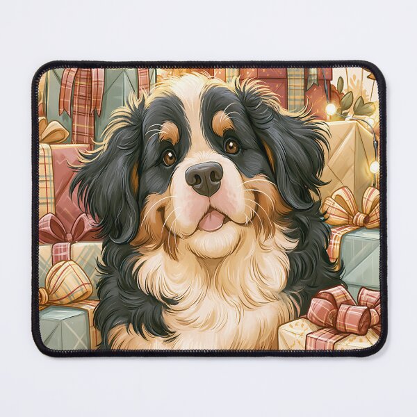 Item preview, Bernese Mountain Dog Birthday Card — Cute Puppy Gifts Fairy Lights Cozy Illustration designed and sold by SellingWSarah17.