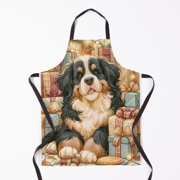Item preview, Bernese Mountain Dog Birthday Card — Cute Puppy Gifts Fairy Lights Cozy Illustration designed and sold by SellingWSarah17.