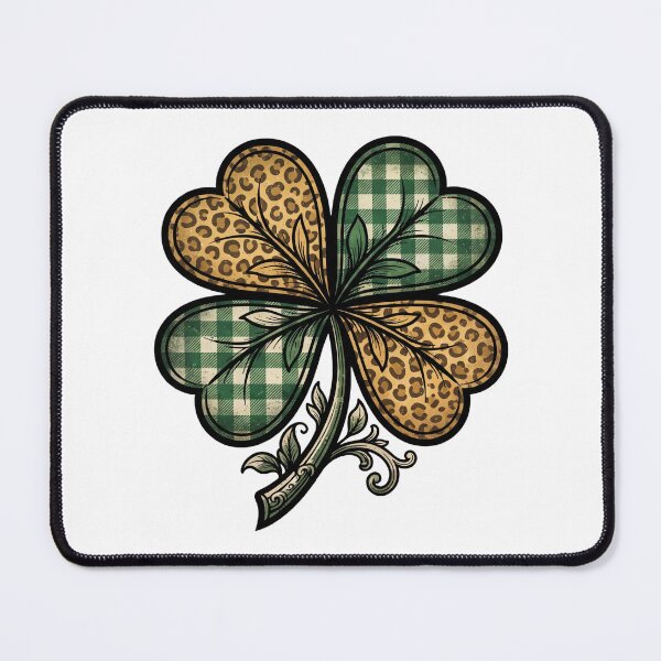 Item preview, funny St Patricks Day shamrock heart leopard plaid irish designed and sold by ArtDesignTp.