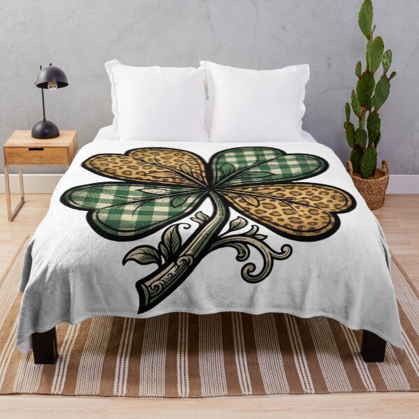 Item preview, funny St Patricks Day shamrock heart leopard plaid irish designed and sold by ArtDesignTp.