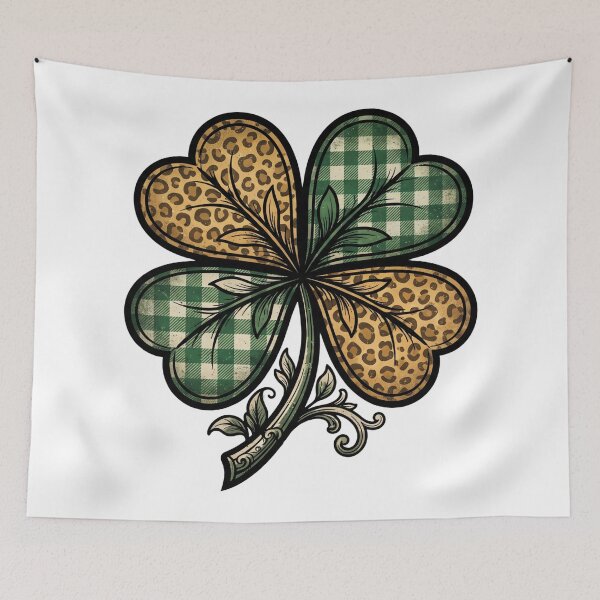Item preview, funny St Patricks Day  shamrock heart leopard plaid irish designed and sold by ArtDesignTp.