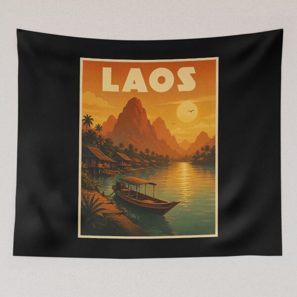 Item preview, Vintage Laos Poster designed and sold by GoodOldVintage.