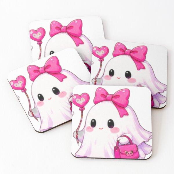 Item preview, Cute Pink Ghost Girl With Heart Balloon designed and sold by DailyDoodlesBySumbul.