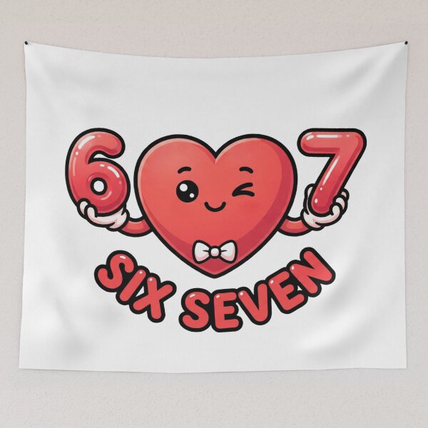 Item preview, funny six seven love heart illustration 6 7  valentines designed and sold by ArtDesignTp.