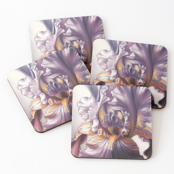 Item preview, Purple Bearded Iris Oil Painting — Macro Floral Wall Art Lavender Gold Botanical Print designed and sold by SellingWSarah17.