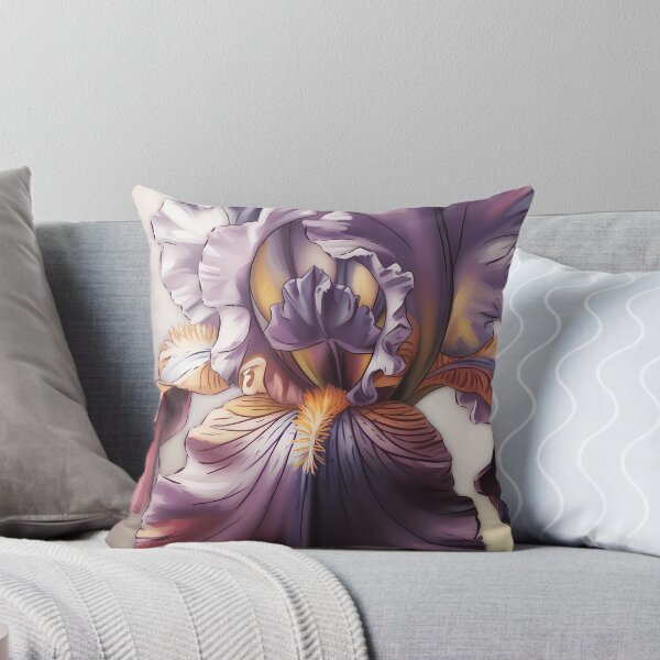 Item preview, Purple Bearded Iris Oil Painting — Macro Floral Wall Art Lavender Gold Botanical Print designed and sold by SellingWSarah17.