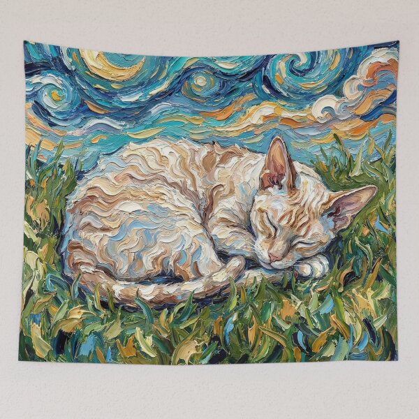 Item preview, Sleepy Cornish Rex Night designed and sold by AjaTrier.