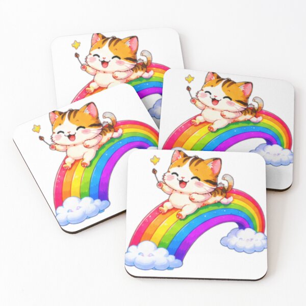 Item preview, Cute Kawaii Cat Riding a Rainbow designed and sold by DailyDoodlesBySumbul.