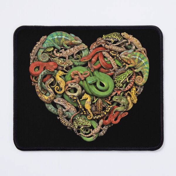Item preview, Colorful Reptile and Amphibian Heart – Snake, Frog and Lizard Collage designed and sold by Minimal Aura.