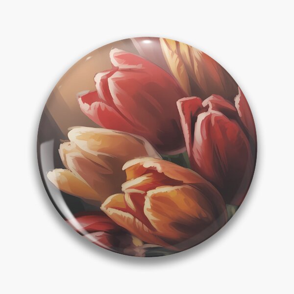 Item preview, Tulip Bouquet Oil Painting — Dramatic Red Orange Gold Floral Wall Art Dark Botanical Print designed and sold by SellingWSarah17.