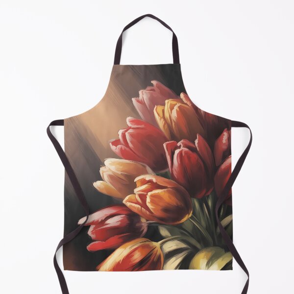 Item preview, Tulip Bouquet Oil Painting — Dramatic Red Orange Gold Floral Wall Art Dark Botanical Print designed and sold by SellingWSarah17.