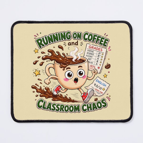 Item preview, Funny Teacher Coffee Gift | Running on Coffee and Classroom Chaos designed and sold by Classroom Crew Studio.