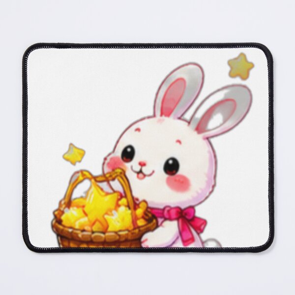 Aperçu de l'œuvre Cute Bunny Carrying a Basket of Stars créée et vendue par DailyDoodlesBySumbul.