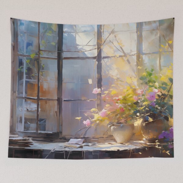 Item preview, Impressionist Flowers by the Window in a Studio designed and sold by AniDragonfly.