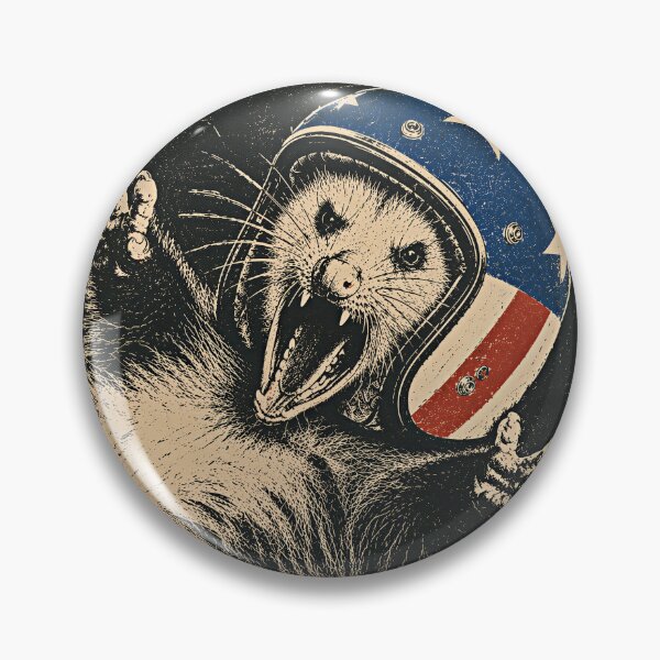 Item preview, Screaming Possum in Patriotic Motorcycle Helmet | Vintage Retro Opossum Graphic designed and sold by UpperClassThreads.