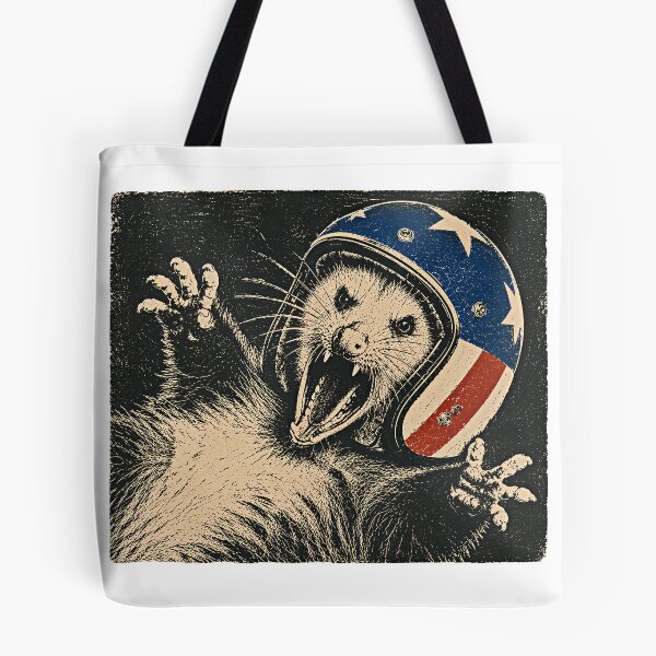 Item preview, Screaming Possum in Patriotic Motorcycle Helmet | Vintage Retro Opossum Graphic designed and sold by NefariousNerds.