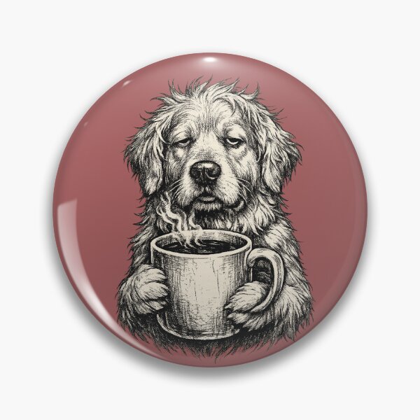 Item preview, Sleepy Golden Retriever Coffee Lover Vintage T-Shirt | Funny Morning Dog Engraved Illustration designed and sold by Elite Wall Art.