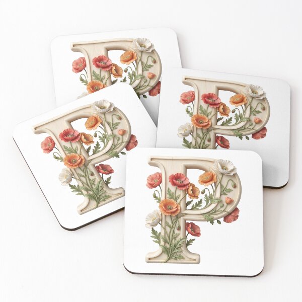 Item preview, Botanical Floral Letter P Monogram designed and sold by Helenaphotoart.