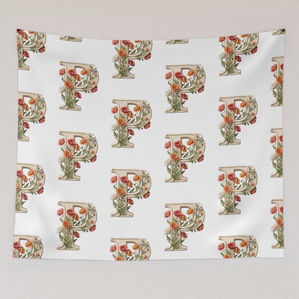Item preview, Botanical Floral Letter P Monogram designed and sold by Helenaphotoart.