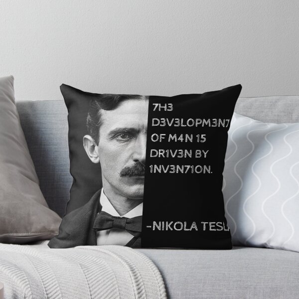 Item preview, Nikola Tesla Leet Speak Quote Art - "The development of man is driven by invention." designed and sold by UrbanStoic.