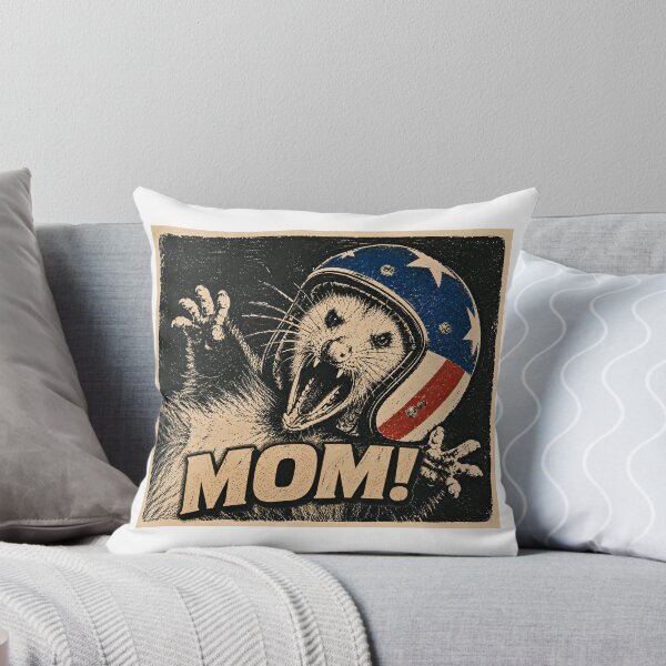 Item preview, Possum Screaming "Mom!" in Patriotic Motorcycle Helmet | Vintage Retro Opossum Graphic designed and sold by NefariousNerds.