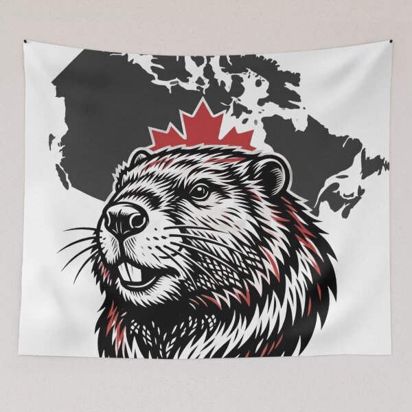 Item preview, Beaver with Canada Map | Canadian Wildlife Design | Rustic Nature & Canada Pride Illustration designed and sold by Softbear Atelier.