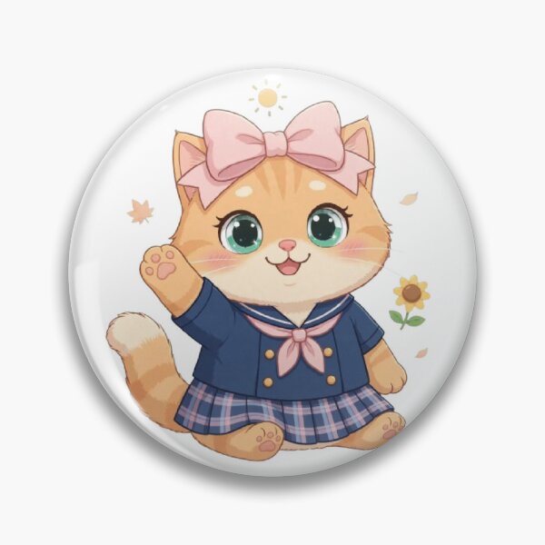 Item preview, Cute Kawaii Cat Waving In School Uniform Sailor designed and sold by Moody Vibes Studio.