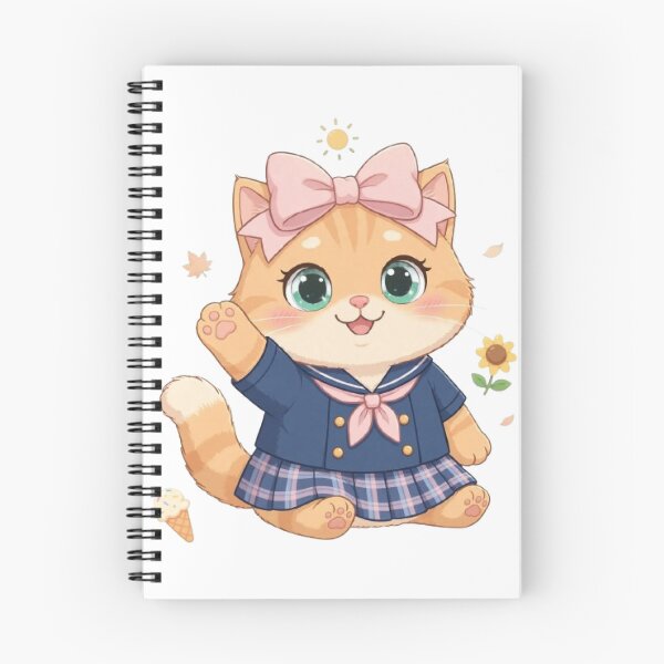 Item preview, Cute Kawaii Cat Waving In School Uniform Sailor designed and sold by Moody Vibes Studio.