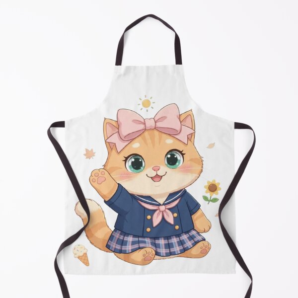 Item preview, Cute Kawaii Cat Waving In School Uniform Sailor designed and sold by Moody Vibes Studio.