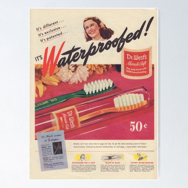 Item preview, Vintage Dr West's Toothbrush Poster designed and sold by Cool Robot Bro..