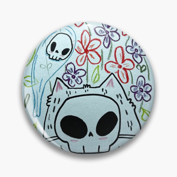 Item preview, Dying for Florals - White Cat and Ghost Skull Summer-ween Inspired Artwork - Day 294 of 365  designed and sold by BeeandKiwi.