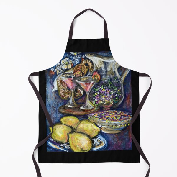 Item preview, Still life oil pastels original with lemons, martinis & flowers designed and sold by Paintingladycat.