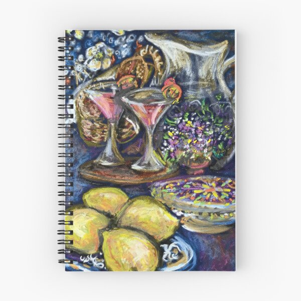 Item preview, Still life oil pastels original with lemons, martinis & flowers designed and sold by Paintingladycat.