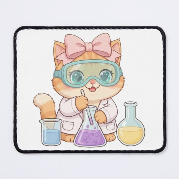 Item preview, Kawaii Science Cat Girl Doing Chemistry Experiment designed and sold by Luna's World - Moody Vibes Studio.