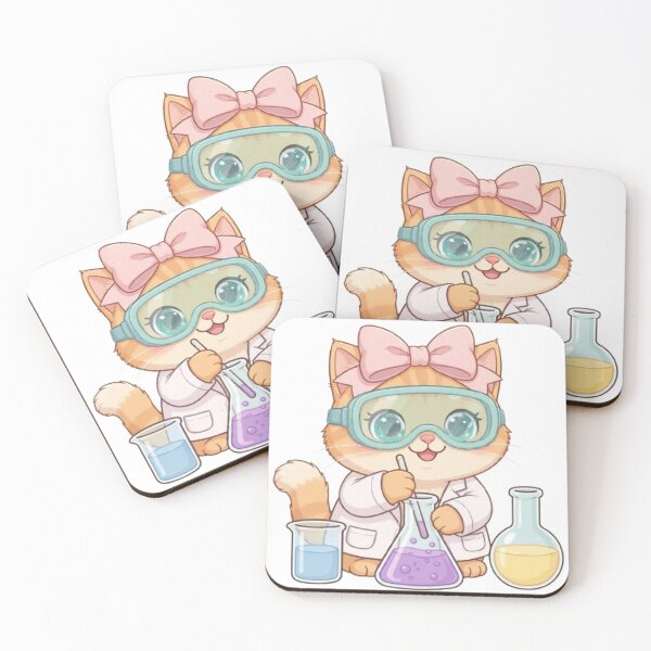 Item preview, Kawaii Science Cat Girl Doing Chemistry Experiment designed and sold by Luna's World - Moody Vibes Studio.