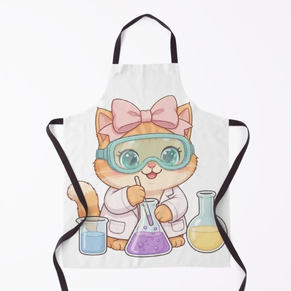 Aperçu de l'œuvre Une chatte kawaii fait une expérience de chimie créée et vendue par Luna's World - Moody Vibes Studio.
