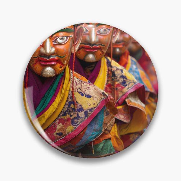 Item preview, Colorful Ritual Masked Dancers in Traditional Attire designed and sold by Artessie.