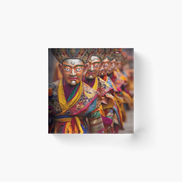 Item preview, Colorful Ritual Masked Dancers in Traditional Attire designed and sold by Artessie.