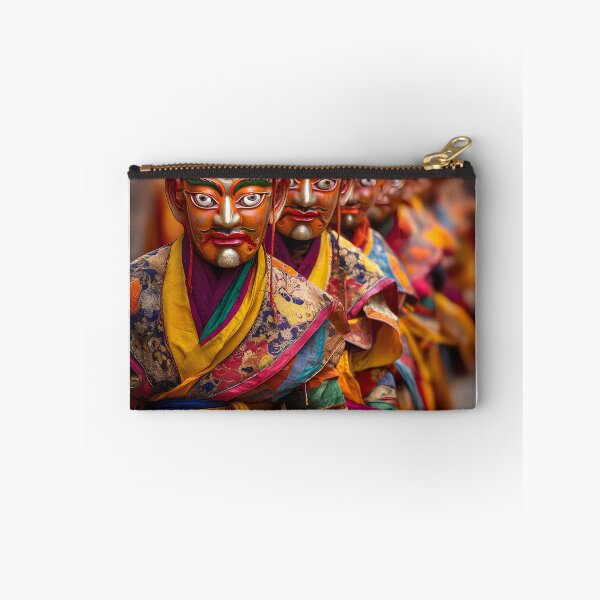 Item preview, Colorful Ritual Masked Dancers in Traditional Attire designed and sold by Artessie.