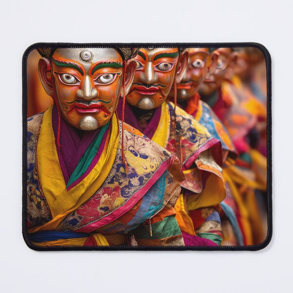 Item preview, Colorful Ritual Masked Dancers in Traditional Attire designed and sold by Artessie.