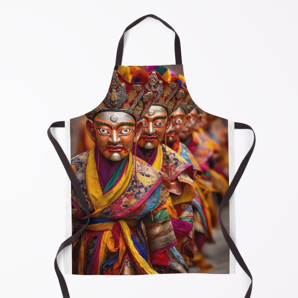 Item preview, Colorful Ritual Masked Dancers in Traditional Attire designed and sold by Artessie.
