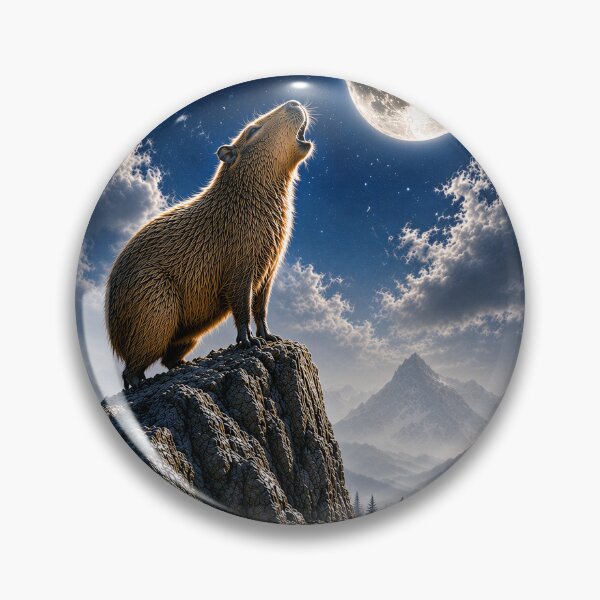 Item preview, Call of the Wild Capybara | Moon Howling Vintage Wilderness Poster designed and sold by UpperClassThreads.