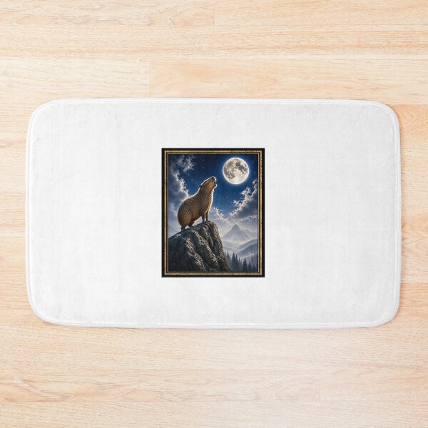 Item preview, Call of the Wild Capybara | Moon Howling Vintage Wilderness Poster designed and sold by UpperClassThreads.