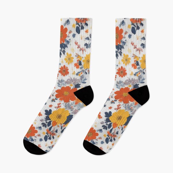 Item preview, Cheerful Floral Pattern - Colorful Ditsy Flowers with Navy Leaves designed and sold by Outlet Raloel.