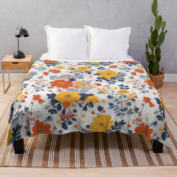 Item preview, Cheerful Floral Pattern - Colorful Ditsy Flowers with Navy Leaves designed and sold by Outlet Raloel.