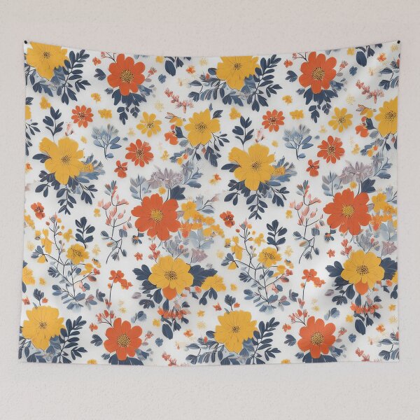 Item preview, Cheerful Floral Pattern - Colorful Ditsy Flowers with Navy Leaves designed and sold by Outlet Raloel.